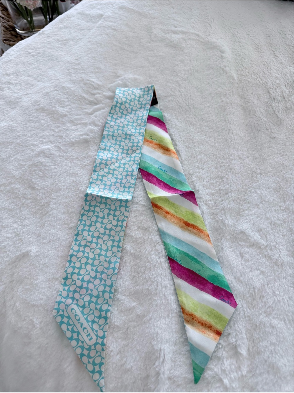 Coach Multi-Color Silk Scarf Tie